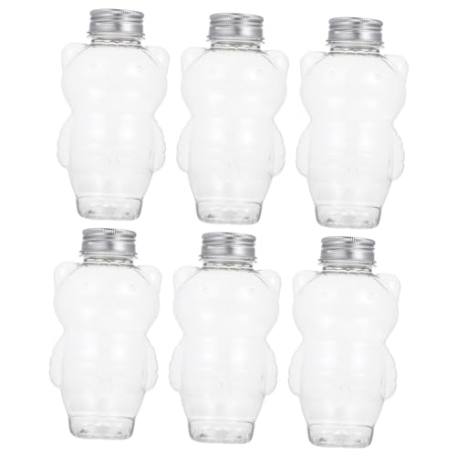 Anneome 6pcs Cold Drink Juice Bottle Take Out Container Clear Container with Lid Empty Milk Bottle Beverage Container Drink Takeout Bottle Plastic Juice Transparent The Pet
