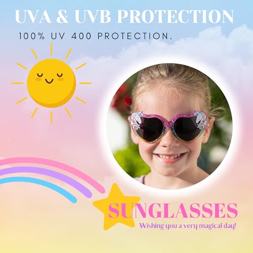 ShadyVEU Kids Unicorn Glitter Rainbow Color Heart Shape Sunglasses Magic Party Shatter-Proof Shades Girls Eyeglasses4