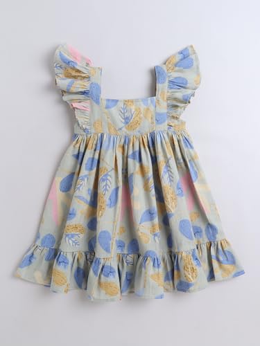 Image of The Magic Wand Printed Dresses for Kids Baby Girls, Fancy Stylish Knee Length One Piece Midi Frocks for Girls, Casual Dress for Summer Season