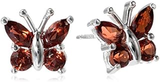 Sterling Silver Genuine Sky Blue Topaz Butterfly Stud Earrings