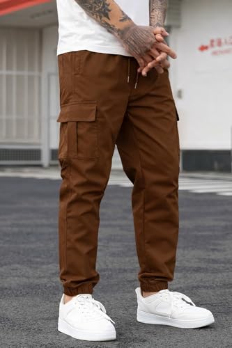 Image of ADBUCKS Men's Regular Fit low Rise Soild Cargos Style Joggers Casual Trousers