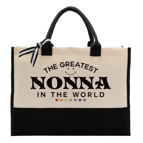 EDCTO Nonna Tote Bag Gift, The Greatest Nonna In the World, Cotton Canvas Totes Bag, Canvas Tote Bags for Gifting, Inspirational Gift, Mother's Day Birthday Gifts for Grandma