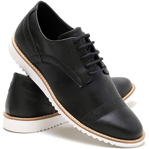 Combo 2 Sapato Casual Oxford Sport Fino Masculino Mega Macio Cor:Preto;Tamanho:44