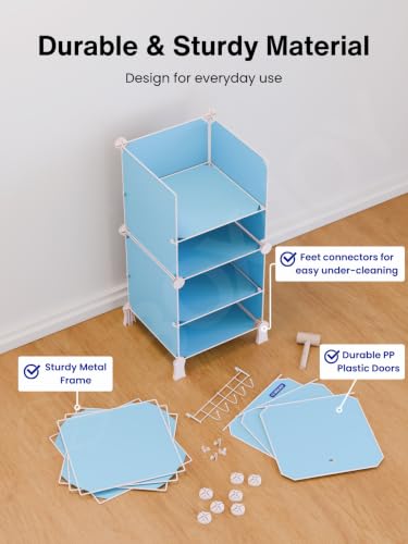 Image of BOXJOY 6 Shelf Plastic Kids Wardrobe with 3 Doors, Sticker Sheet & Holder