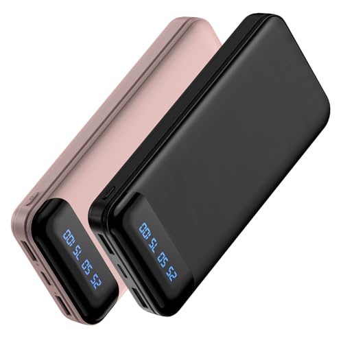 Enerwow Power Bank 16000mAh 2 Stück, Slim Klein Aber Stark Externer Handyakkus USB C Powerbank 5V3A Schnellladefunktion Externe Handyakkus,Kompatibel mit...