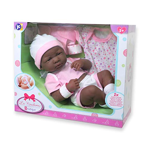 8 Piece Layette Baby Doll Gift Set | Jc Toys - La Newborn Nursery | 14" Life-Like African American Newborn Doll W/ Accessories | Pink | Ages 2+ #TOP5