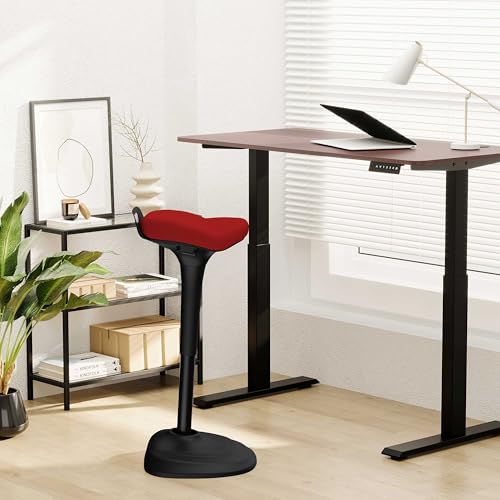 Image of Wobble Stool Swivel Barstool, Adjustable 25-35 inch Airlift Counter Height Chair for Kitchen Dining Room (Red)