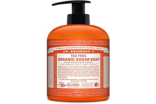 Dr. Bronner's Sugar Soap Tea Tree 710 ml savon de sucre liquide pour l'hygiène de la peau