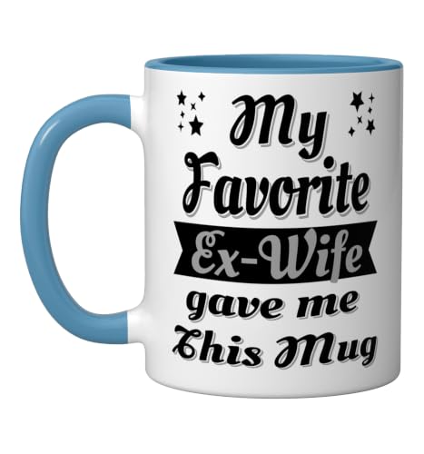 Taza de cerámica azul y blanca 11oz