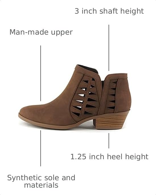 Image of Soda CHANCE Womens Perforated Cut Out Stacked Block Heel Ankle Booties (Wide Fit Available)
