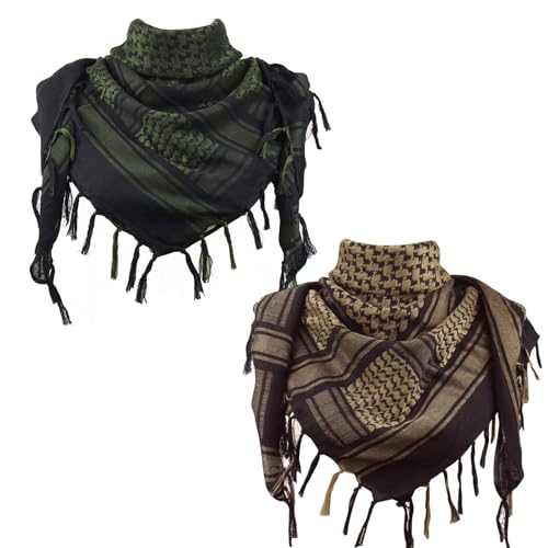 Image of Explore Land Cotton Shemagh Keffiyeh Tactical Desert Scarf Neck Head Wrap with Tassel for Men Women