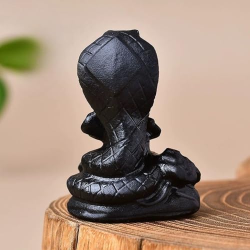 Statue miniature serpent obsidienne noire idée cadeau artisanale unique - 4