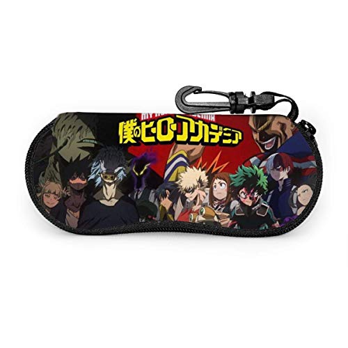 Preisvergleich Produktbild Mein Held Acade-mia Premium Unisex Brillenetui Tragbare Reise-Reißverschluss-Sonnenbrillenbox mit Reißverschluss-Design und robustem Karabinerhaken