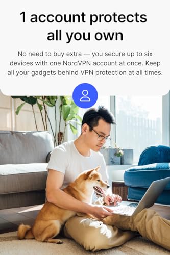 NordVPN Standard – 1-Year VPN & Cybersecurity Software Subscription For 6 Devices - Block Malware, Malicious Links & Ads, Protect Personal Information | PC/Mac/Mobile | Activation Code via Mail