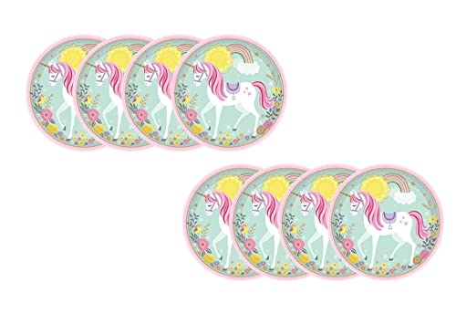Amscan Party Supplies, Magical Unicorn Round Plates, Multicolor, 9", 8Ct #TOP1