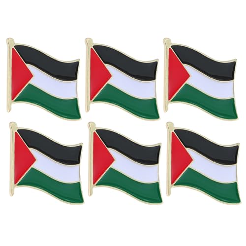 6Pcs Palestine Flag Brooch Pins Alloy Lapel Pins for Clothes Accessories Decorative Palestine Present for Friends Supporters