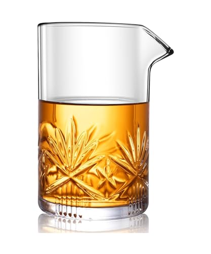 Cocktail Mixing Glass, Homestia 600 ml Crystal Cler Bar MixingGlass Bartender, Old Fashioned Cocktail-Kit, Thick Bottom Beaker Cocktail Mixer Stirring Glass (HMCOMIX1, 600 ml)