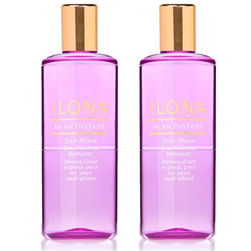 ILONA In an Instant Dual-Phase Eye Makeup Remover. 2 Bottles of Gentle Eye Makeup Remover for Waterproof Mascara. Non-oily. Non-blurring. Non-clouding. Fragrance-Free. Proudly Made In America!