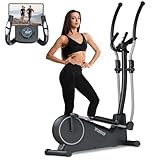 TODO Elliptical Exercise Machine for Home, 2-in-1 Magnetic Cross Trainer with App Support, 32-Level Resistance Machine with LCD Display, Heart Rate Sensors, Cup and Device Holders (Black)