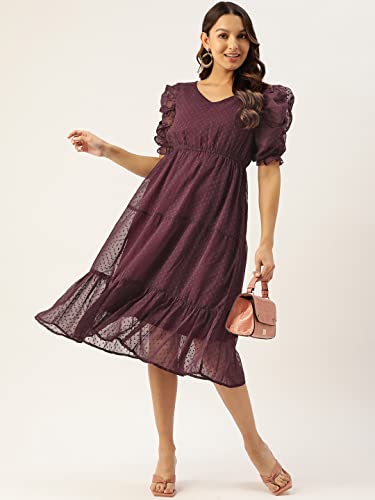 Image of Wisstler Women Midi Dress with Lining,Fashion Dress,MIDI Length Dress