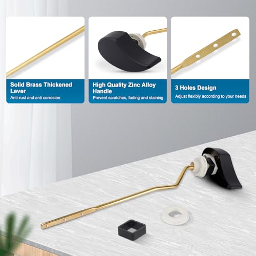 Image of iFealClear Metal Toilet Handle Replacement Compatible with TOTO THU068-CP Trip Lvr for St743S, St406 Soild Brass Toilet Tank Flush Lever, Side Mount Toilet Trip Levers, Matte Black
