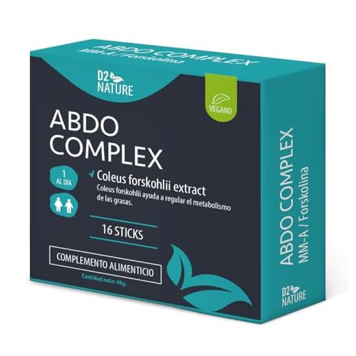Abdo Complex - 16 sticks - Indicado para el abdomen - Formulación especial con Forskolina - Suministro para 16 días - 1 sobre al día