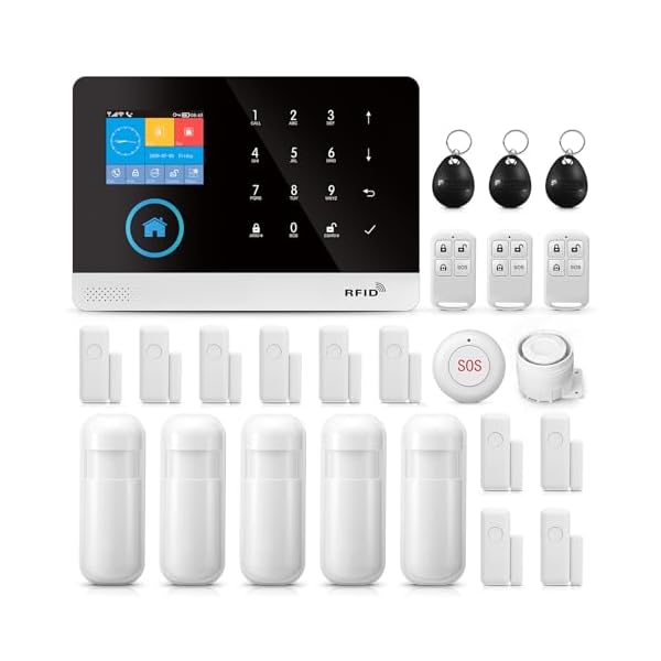 Smart Home Security System 24 Kits,Wireless Alarm Security System APP Alert,Remote Controls,Monitor Window Door Sensor,Work w/Alexa for Villa Home Apartment