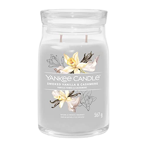 Yankee Candle Signature Duftkerze | große Kerze mit langer Brenndauer „Smoked Vanilla & Cashmere“ | Soja-Wachs-Mix | Perfekte Geschenke für Frauen