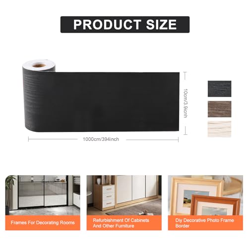 ztowoto BordüRe Selbstklebend, Selbstklebende BordüRe FüR WandräNder, TüRrahmen, Fensterrahmendekoration,TapetenbordüRe Selbstklebend FüR Badezimmer, KüChe, Wohnzimmerwand (Schwarz,1000 * 10 Cm)