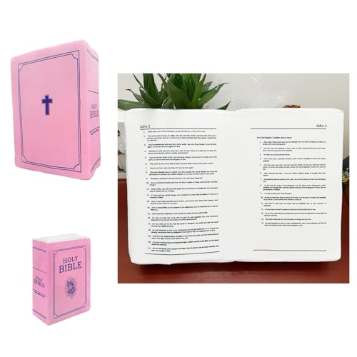 Bible Pillow,13x8.8x4 Inches,Bible Pillow Book Plush That Opens, for Kids Adults Christian Gifts, Decoration for Bedrooms, Living Rooms (Pink)