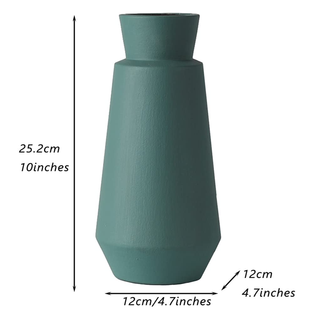 Geometryczny wazon dekoracyjny duży, nordycki na stół, kreatywna kompozycja kwiatowa dekoracja domu(Dark Green)
