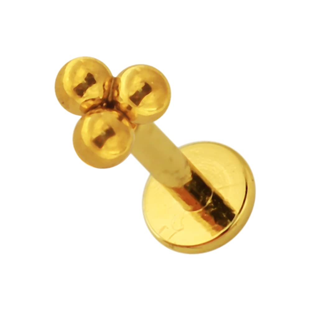 PiercingPointTriangle Dots Cartilage Stud- Tragus Earring/Helix Ring/Conch Piercing Stud - Gold Surgical Steel Flat Back Studs- 16G Tragus Stud