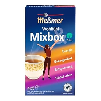 Messmer Wohlfühltee Mixbox 20 Teebeutel in 4 Sorten Energie Geborgenheit Entspannung Schlaf schön Kräutertees f&u