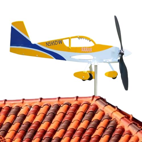 Kostengünstiges Windflugzeug, Windmühle mit Metallspieß, Wind, Windspiel für den Außenbereich, Wetterdekoration, kinetische Skulptur, Dekoration