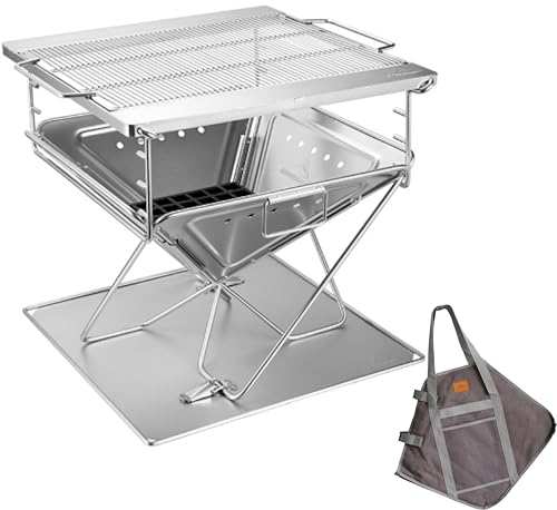 キャンピングムーン(CAMPING MOON) バーベキューコンロ 焚火台 折りたたみ 3段調整 カマド スマートグリル...