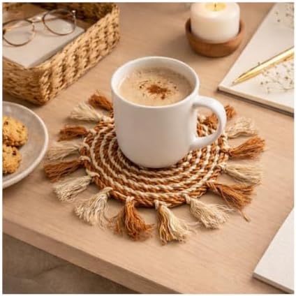 Abaca Coaster - Handcrafted Natural Abaca Fiber Woven Coaster - Thumbnail 2