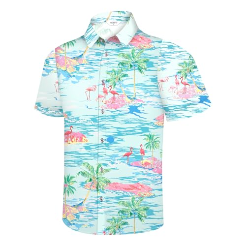 Image of Hawaiian Shirt for Men Tropical Shirts Summer Beach Button Down Short Sleeve Luau Aloha Floral Cruise Vacation Outfit 2026