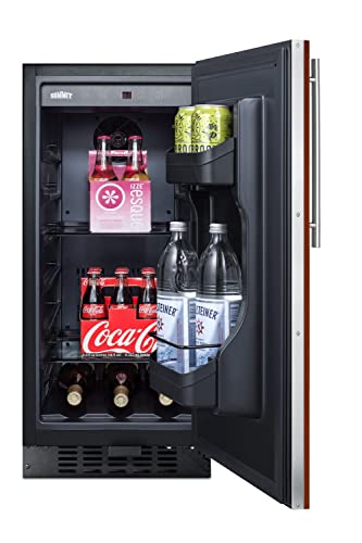 Summit Appliance Alr15Bif Ada Compliant 15" Wide All-Refrigerator For Built-In Or Freestanding Use With Digital Controls, Led Light, Panel-Ready Door And Black Cabinet #TOP2