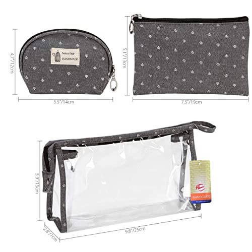 Image of Handcuffs Make Up Pouches Set of 3 | Cosmetic Bags | Toiletry Pouch | Makeup Organiser | Vanity Case | Jewellery Bag | Travel | Daily Use | Cases (Grey)