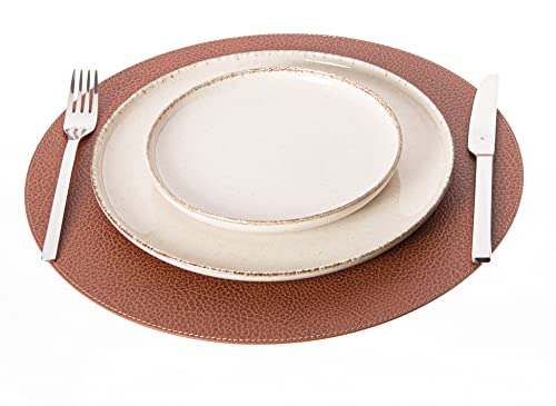 Nikalaz Set of 2 Placemats and 2 Coasters made of Recycled Leather, Table Mats 33 cm and Coasters 10 cm (Dirty Brown) - Image 3