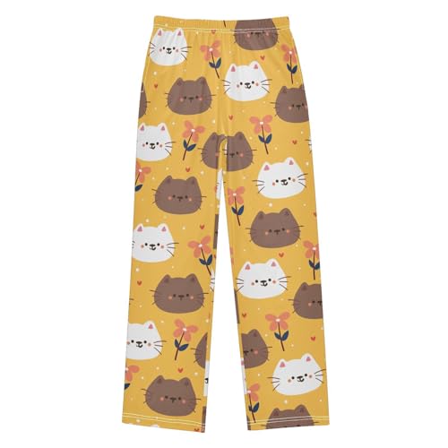 Boys' Pants Cute Cats Hearts Floral Long Bottoms Jogger Pants Elastic Waist Trousers with Pockets S-XL