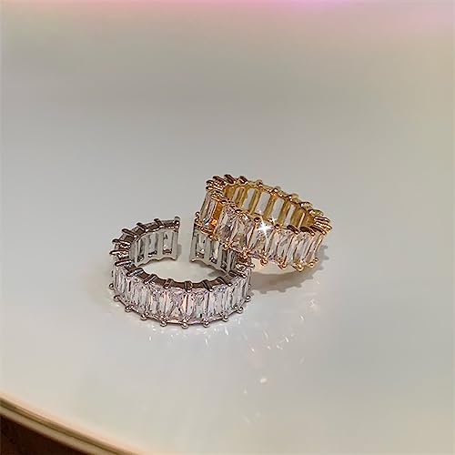 Izpack Cubic Zirconia Baguette Open Adjustable Ring Crystal Princess Cut Rectangle Stacking Statement Finger Bands Eternity Rings Luxury Jewelry Gifts For Women Bff thumb #2