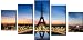 Wowdecor Wall Art 5 pezzi tela pittura stampe multiple PICTURES – Parigi torre Eiffel immagini pittura stampa giclée su tela, manifesti Wall Decor Gift – senza cornice, large