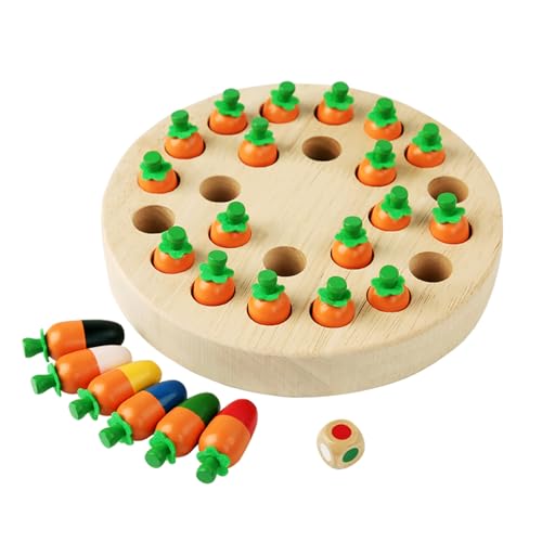 EACHHAHA Montessori Spielzeug, Memory Schach Holz,Memory Spiel,Verbessert das Gedächtnis und die Farbwahrnehmung,Geburtstagsgeschenke für Mädchen und Jungen(Karotte)