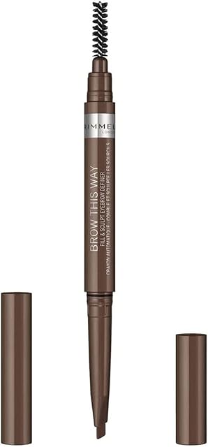 Rimmel Brow This Way Fill & Sculpt automatyczna kredka do brwi, trwałość do 12h, kremowa konsystncja, bez rozmazywania, nr 002  Medium