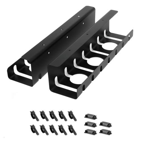 Under Desk Cable Management, 2 Pack 17' Cable Tray Organizer, No Drill or Screw Mount, Standing Desk...