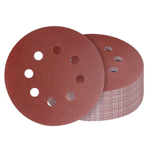 5 Inch 8 Hole Sanding Discs Hook and Loop 20 PCS 80 Grit Round Sand Paper Disc (80 Grit)