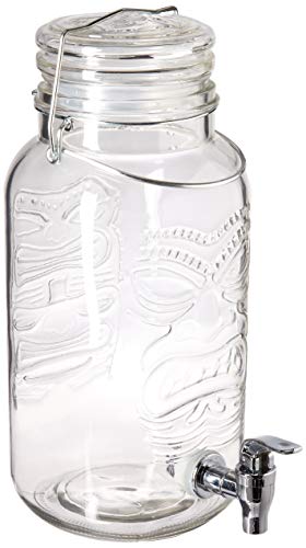 Circleware Tiki Aloha Splash Glass Beverage Drink Dispenser Mason Jar with Hermetic Locking Lid, 126 ounce,