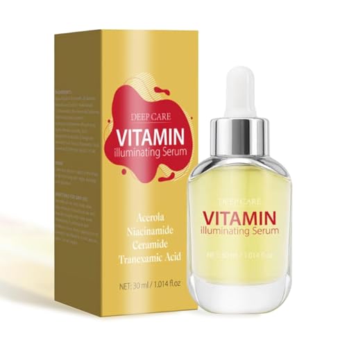 Sérum Iluminador Vitaminado para el Rostro, con Vitamina C y Ácido Hialurónico. Ilumina la piel opaca, mejora el tono desigual, mejora la hidratación y reduce las arrugas (1PC)