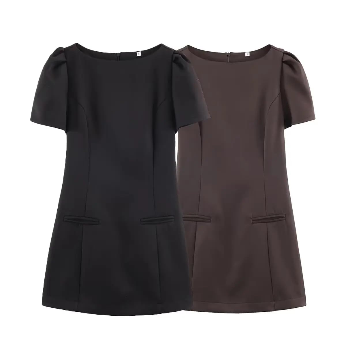 Hübsche Kleid Kleider Dress Damen Elegante Kurzärmelige Minikleider Schlichtes Schmales Kleid Weibliches Modeparty-Abendkleid